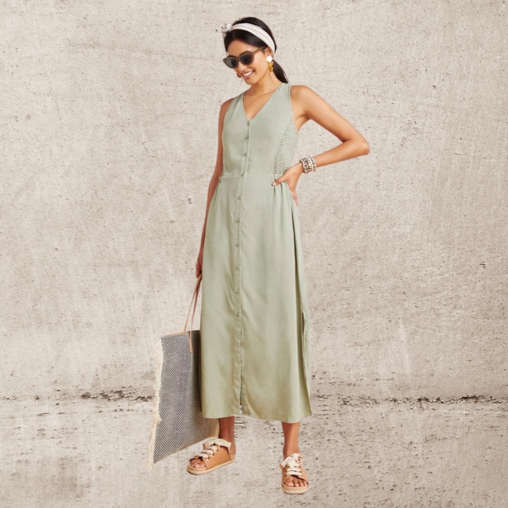 Anthropologie Sage Green Sleeveless Dress